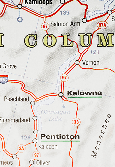 Okanagan Kelowna Penticton Map